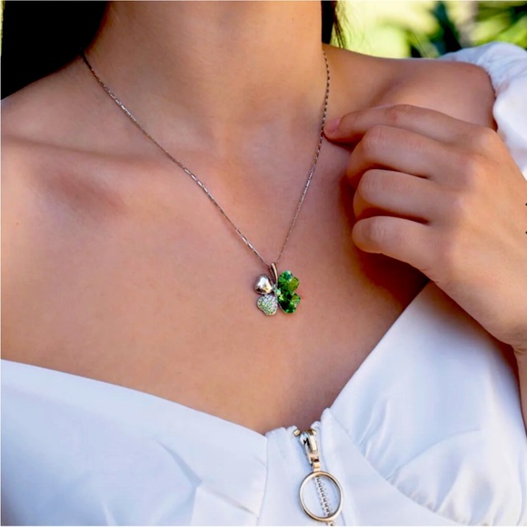 Swarovski Green Four Heart Sparkling Necklace - Picture 3 of 5